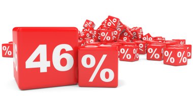 Kırmızı satış küp. Kırk altı yüzde indirim.