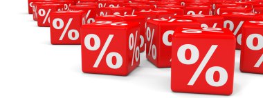 İndirim. Kırmızı küpler.