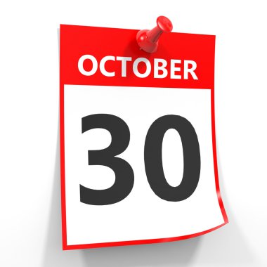 30 Ekim takvim sayfası kırmızı iğne ile.