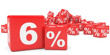 Kırmızı satış küp. % 6 indirim.