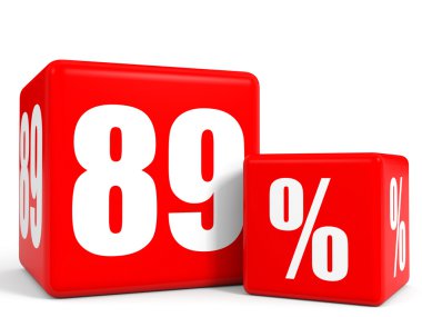 Kırmızı satış küp. Yüzde seksen dokuz indirim.