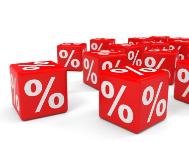 İndirim. Kırmızı küpler.