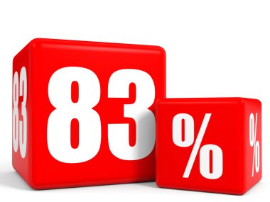 Kırmızı satış küp. Yüzde seksen üç indirim.