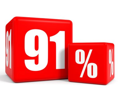 Kırmızı satış küp. Yüzde doksan bir indirim.