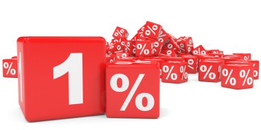 Kırmızı satış küp. Yüzde bir indirim.