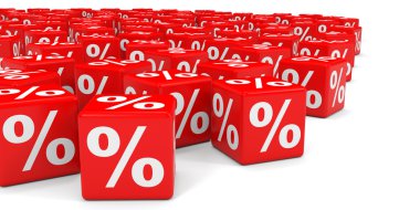 İndirim. Kırmızı küpler.