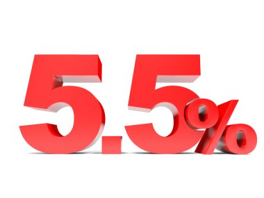 Kırmızı beş nokta beş yüzde. Yüzde 5.5 indirim.