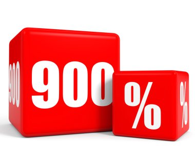 Kırmızı satış küp. Dokuz yüz yüzde indirim.