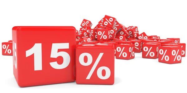 Cubi di vendita rossi. Sconto del 15% . — Foto Stock