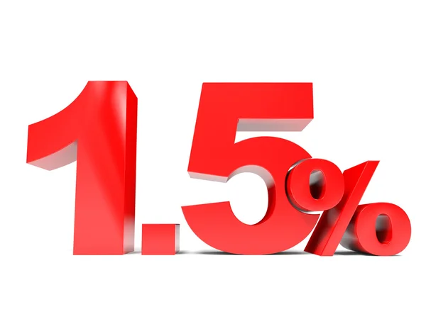 Rode een punt vijf procent korting. 1,5 procent korting. — Stockfoto