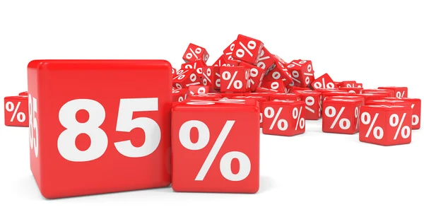 Cubos de venda vermelhos. 85 por cento de desconto . — Fotografia de Stock