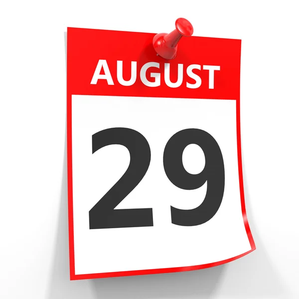 赤いピン付き 29 8 月カレンダー シート. — ストック写真