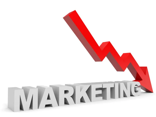 Graph down marketing arrow. — Stock Photo, Image