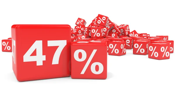 Cubes rouges de vente. Quarante-sept pour cent réduction . — Photo