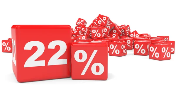 Cubos de venda vermelhos. Vinte e dois por cento desconto . — Fotografia de Stock