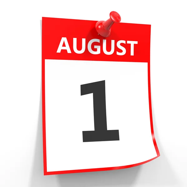 1 feuille de calendrier août avec broche rouge . — Photo