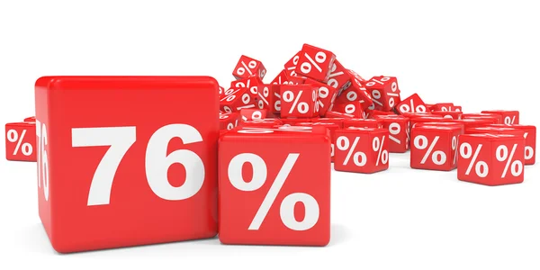 Red sale cubes. Seventy six percent discount. — Stock Photo, Image