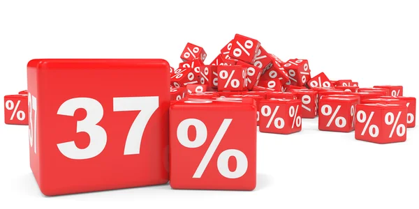 Red sale cubes. Thirty seven percent discount. — Stock Photo, Image