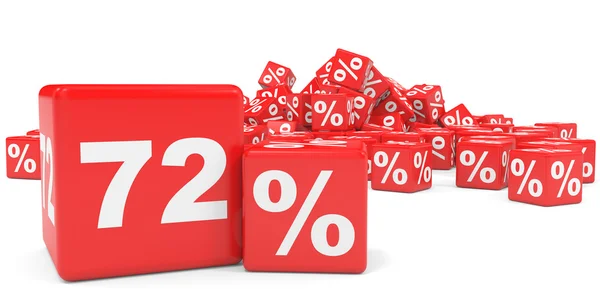 Red sale cubes. Seventy two percent discount. — Stock Photo, Image