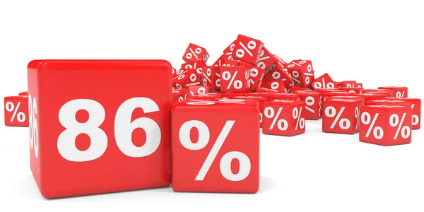 Cubos de venda vermelhos. Oitenta seis por cento desconto . — Fotografia de Stock
