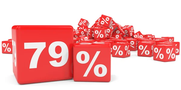 Cubos de venda vermelhos. Setenta e nove por cento de desconto . — Fotografia de Stock