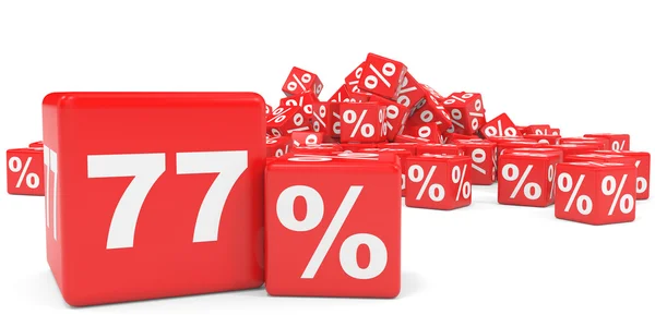 Cubos de venda vermelhos. Setenta e sete por cento de desconto . — Fotografia de Stock