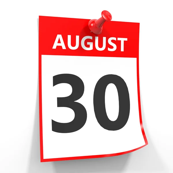 30 augusztus naptár lap piros PIN-kóddal. — Stock Fotó