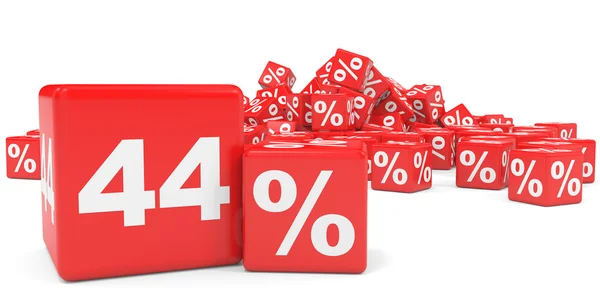Cubos de venda vermelhos. Quarenta e quatro por cento de desconto . — Fotografia de Stock