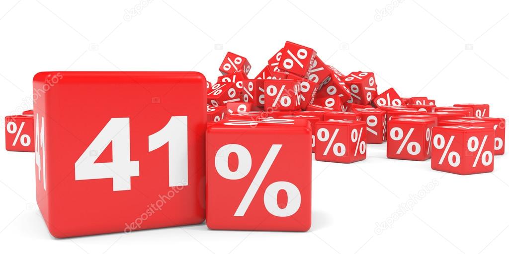 Red sale cubes. Forty one percent discount.