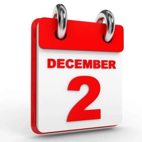 2. prosince kalendář na bílém pozadí. — Stock fotografie