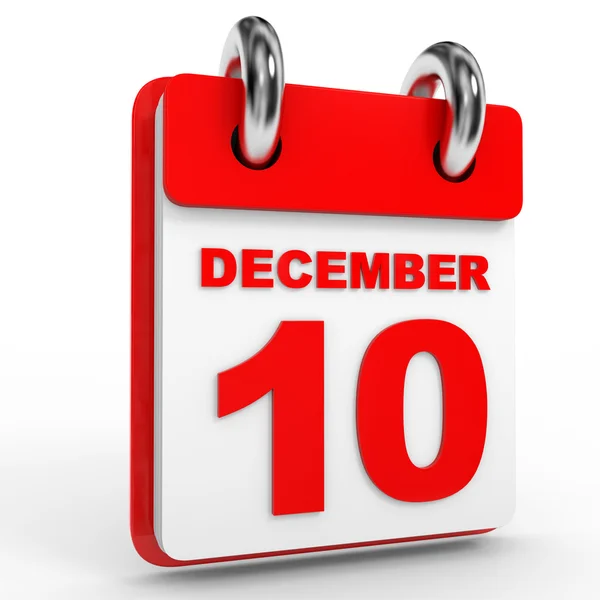 10 diciembre calendario sobre fondo blanco . — Foto de Stock