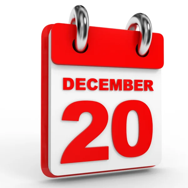 20 diciembre calendario sobre fondo blanco . — Foto de Stock