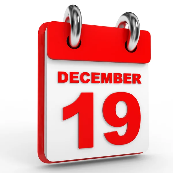 19 dicembre calendario su sfondo bianco . — Foto Stock