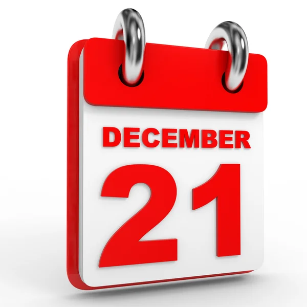 白い背景の上の 12 月 21 日カレンダー. — ストック写真