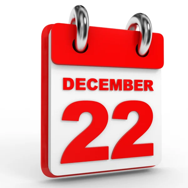 22 december calendar on white background. — Stock Photo, Image