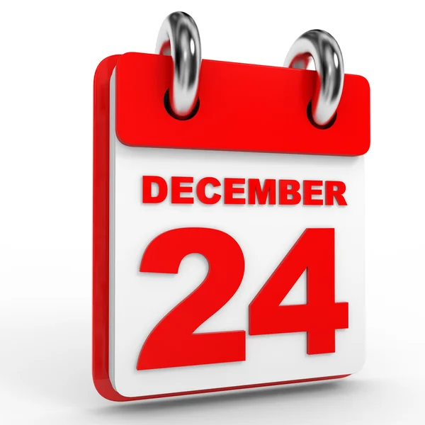24. prosince kalendář na bílém pozadí. — Stock fotografie