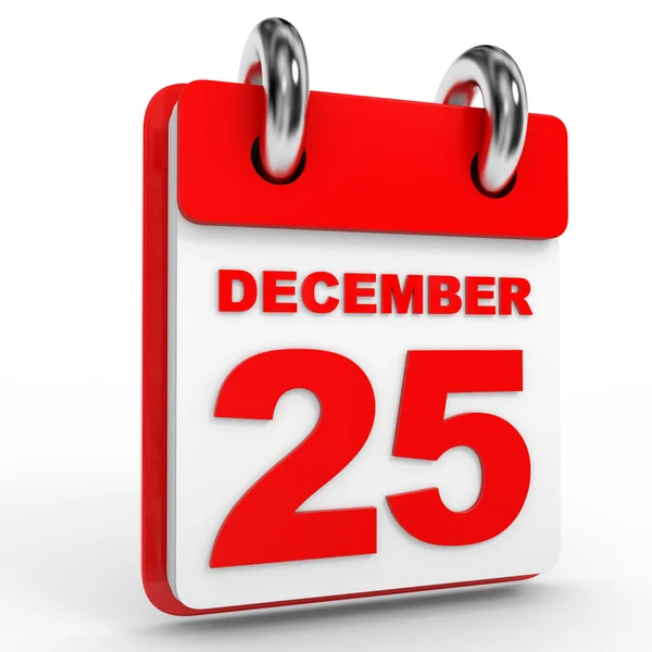 12 月 25 日在白色背景上的日历. — 图库照片