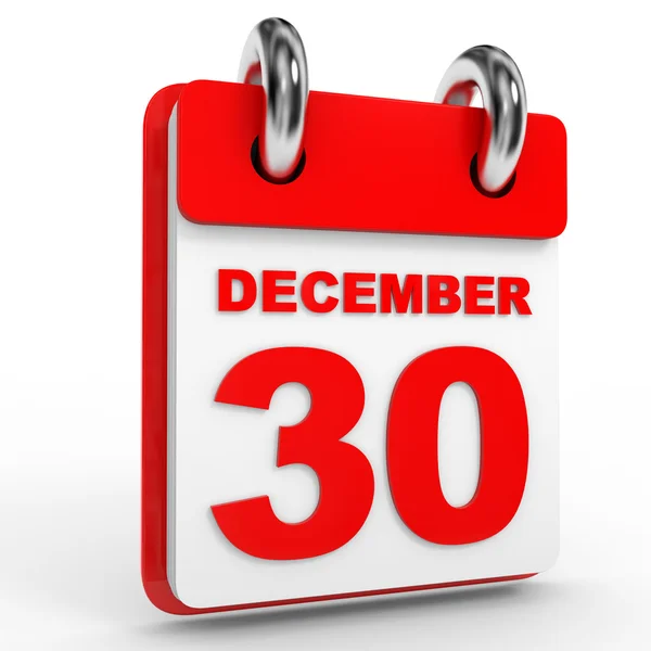 30 december kalender på vit bakgrund. — Stockfoto