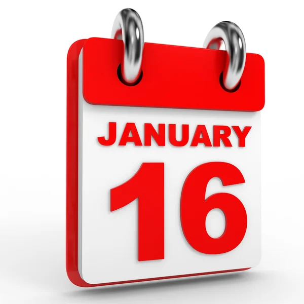 16. Januar Kalender auf weißem Hintergrund. — Stockfoto