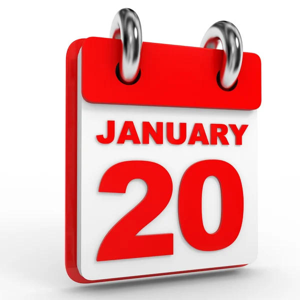 20. ledna kalendář na bílém pozadí. — Stock fotografie