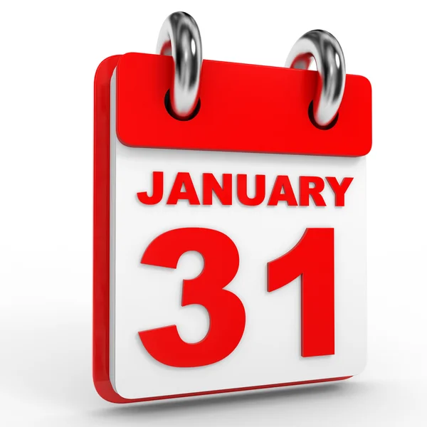 31 calendario de enero sobre fondo blanco . —  Fotos de Stock