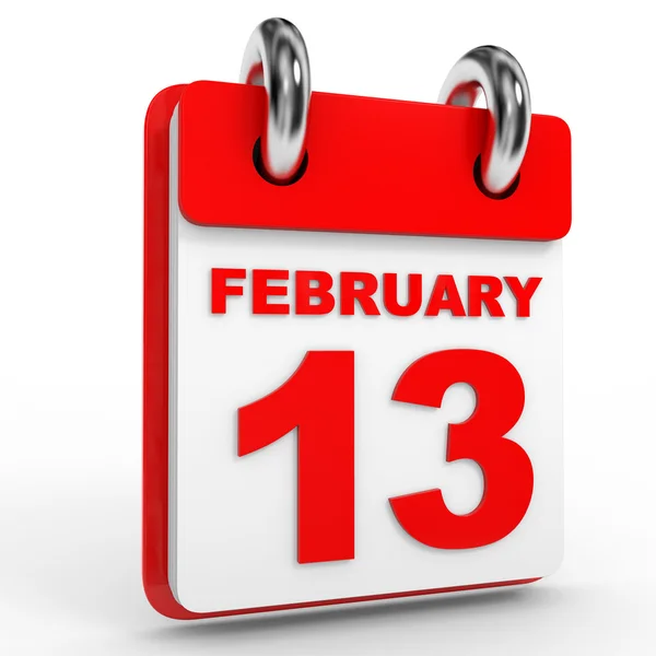 13 calendario de febrero sobre fondo blanco . — Foto de Stock