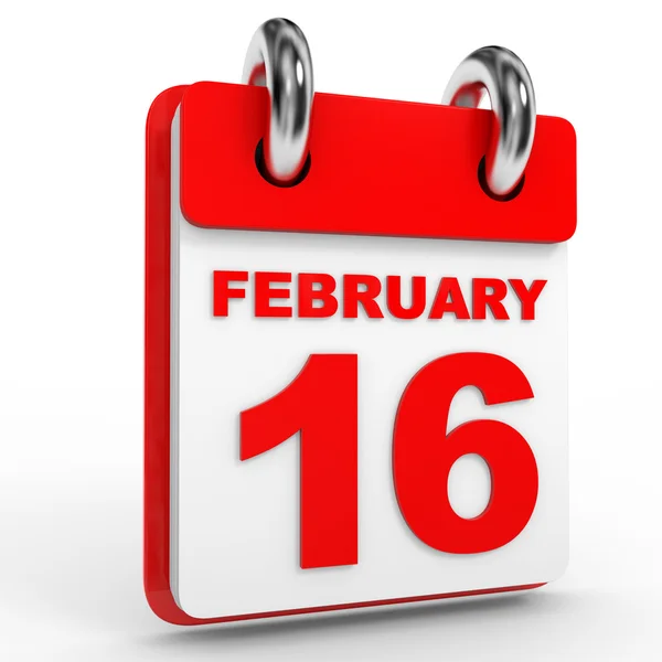 16. Februar Kalender auf weißem Hintergrund. — Stockfoto