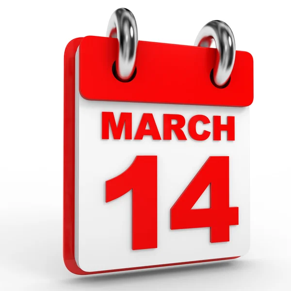 14 calendario de marzo sobre fondo blanco . —  Fotos de Stock