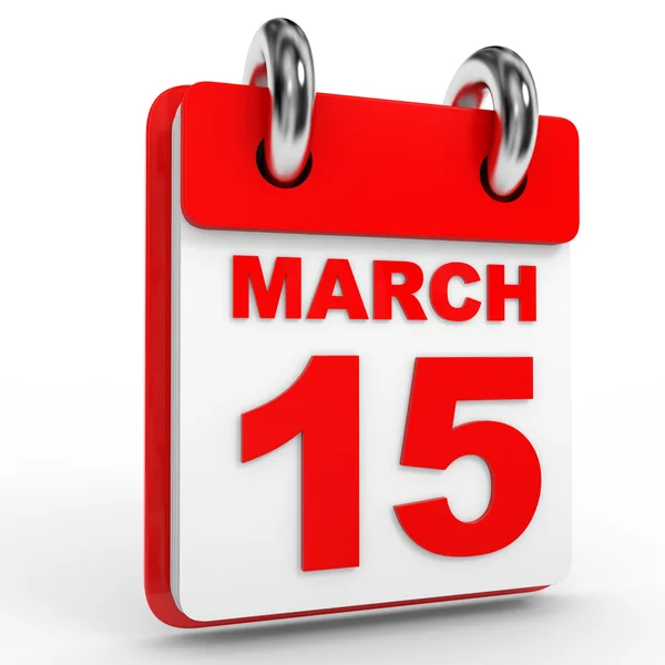 15 marca kalendarz na białym tle. — Zdjęcie stockowe