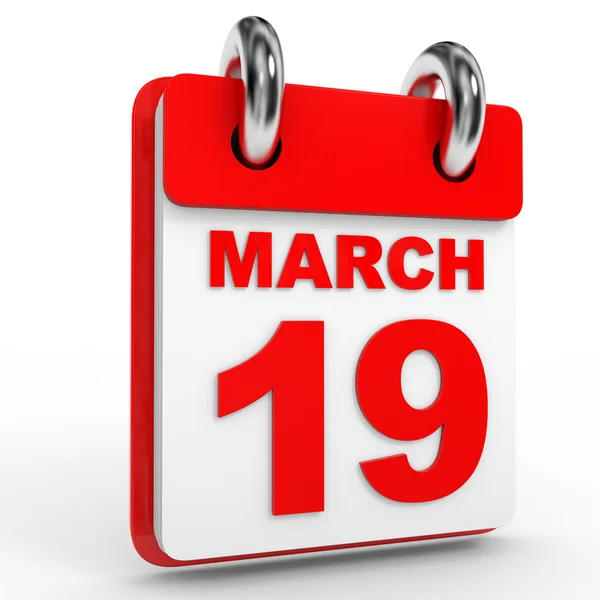 19 martie calendar pe fundal alb . — Fotografie, imagine de stoc