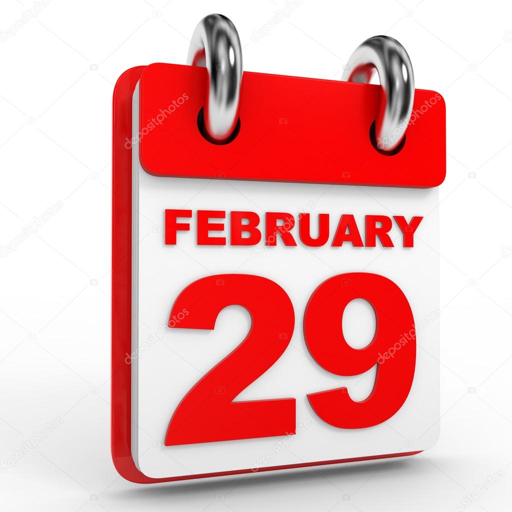 29 february calendar on white background.