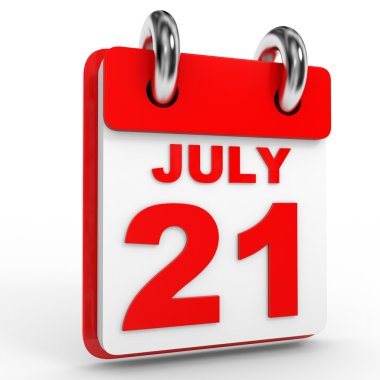 Beyaz arka plan üzerinde 21 Temmuz takvim.