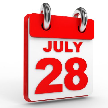Beyaz arka plan üzerinde 28 Temmuz takvim.