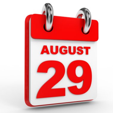 Beyaz arka plan üzerinde 29 Ağustos takvim.